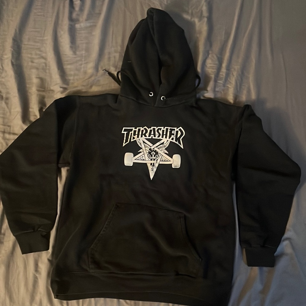 Black and white Thrasher Hoodie